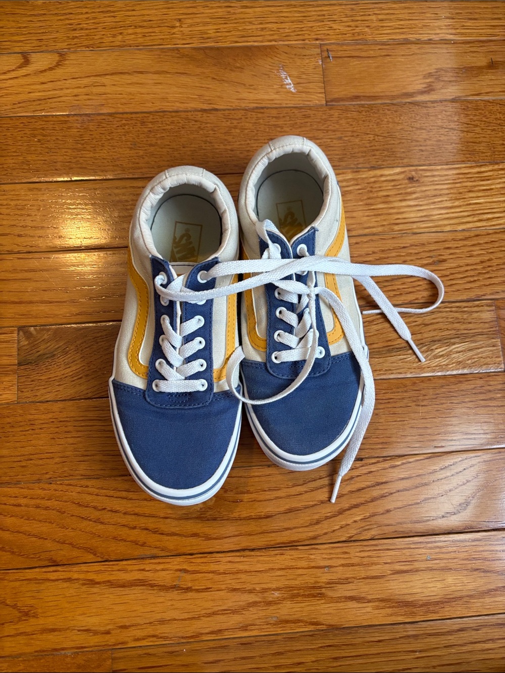 Vans Kids Navy, Yellow & White Low-Top Skate Sneakers